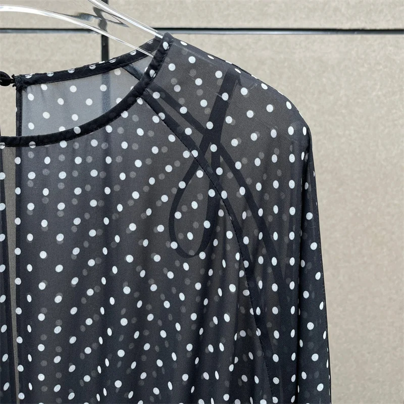 Picture 6: Women's dress New round dot printed long dresses for autumn 2025 Sexy semi transparent floor length dress Elegant party dresses