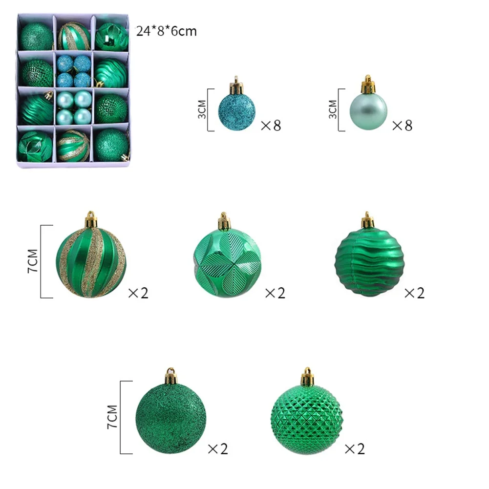 クリスマスボール,装飾ボール,青,灰色,緑,オレンジ,赤,写真が示すように,26個