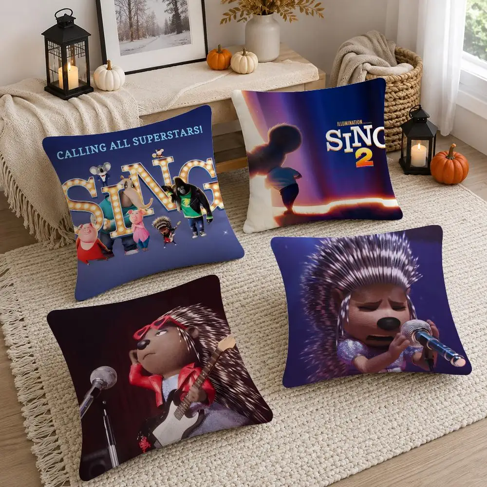 Movie Sing 2 Cushion Cover Soft Fluffy Short Plush  Pillow Case Throw Decorative Cushion Covers for Sofa Bedroom Home Decor