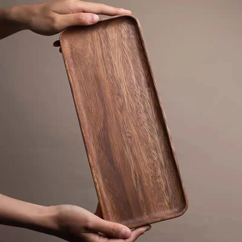 Multi-Function Wooden Tea Tray Rectangular No Splicing Serving Tray Snack Fruit Tray Home Use