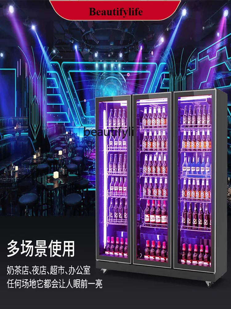 

E132 Refrigerated Display Cabinet Fresh-Keeping Supermarket Beverage Double-Door Refrigerated Commercial Three-Door Freezer