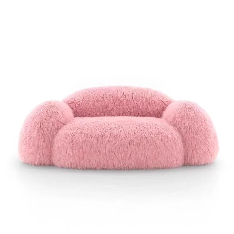 

Sofa | Modern light luxury Internet celebrity plush pink Nordic minimalist beauty salon clothing reception sofa