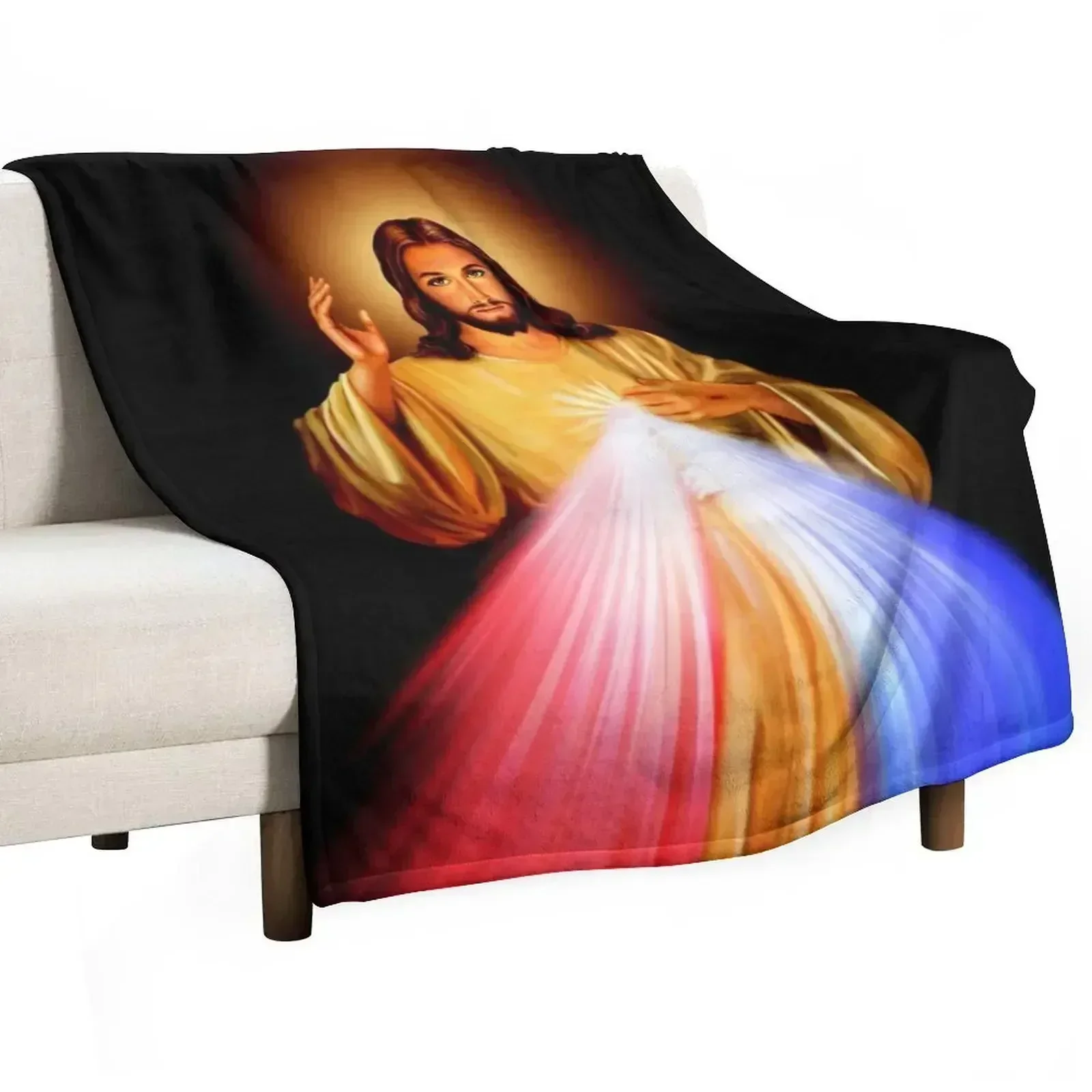 

The Divine Mercy, Jesus I trust in You, Saint Faustina, Divine Mercy Throw Blanket Travel Furry Sofa Decoratives Blankets