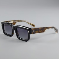 Unisex Retro Thick-Frame Square Acetate Sunglasses Personalized Fashionable Sunnies Black Eyeglasses for Big Faces