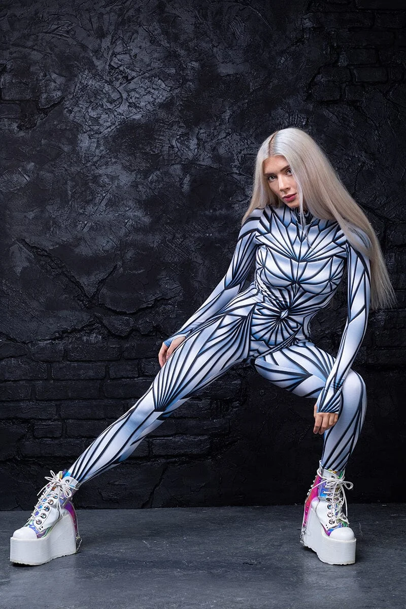 Zaw aland coole Punk Zentai Frau Mode schwarz Spiegel Overalls 3d gedruckt Halloween Party Rüstung Cosplay Kostüm Bodysuit