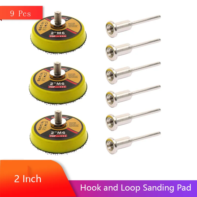 

2 Inch Hook and Loop Sanding Pad with 1/4 inch Shank 9 Pcs Soft Foam Layer Buffering Pad be Used with Sandpaper Sponge Wool Pad