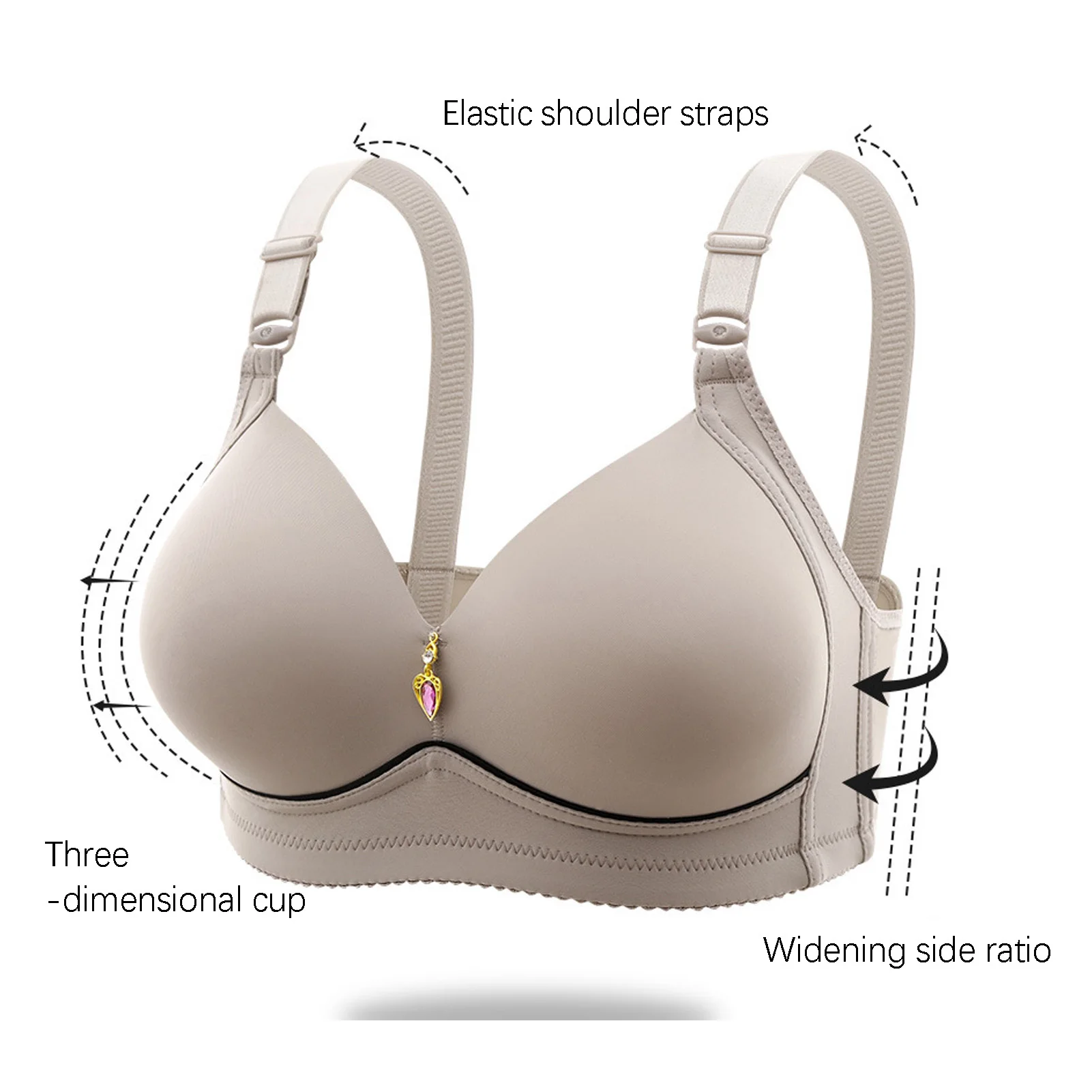 Woman Skin Friendly Safe Bra Wirefree Chest Solid Color Gather Sexy Bra for Sports Yoga Daily Wear School