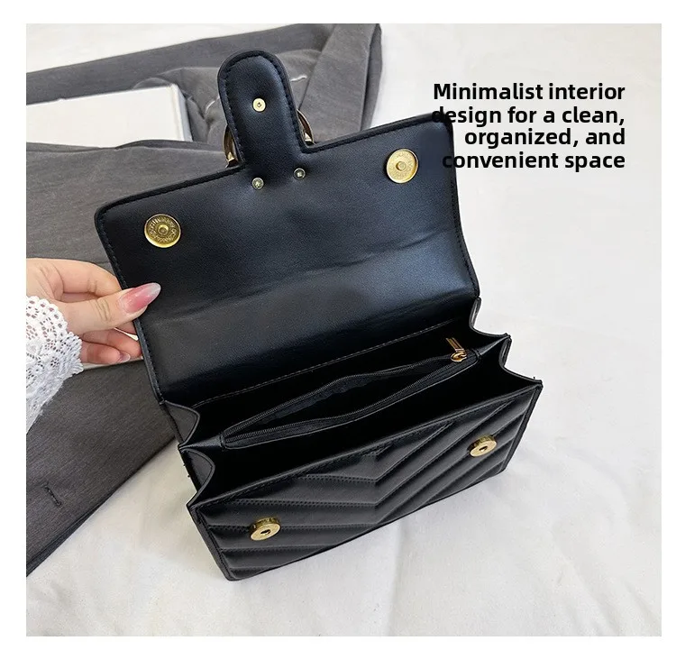 Damen Niche Französische Gesteppte Kettentasche Neuankömmling Umhängetasche Schulterhandtasche – Detail 6