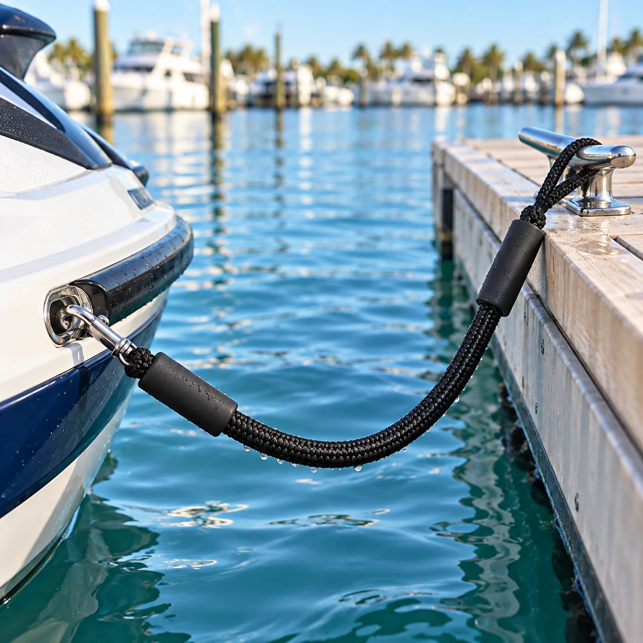 Bungee Dock Lines with Flexible Stretch Design for Mooring Kayaks Canoes Pontoons Powerboats and Personal Watercraft at Docks