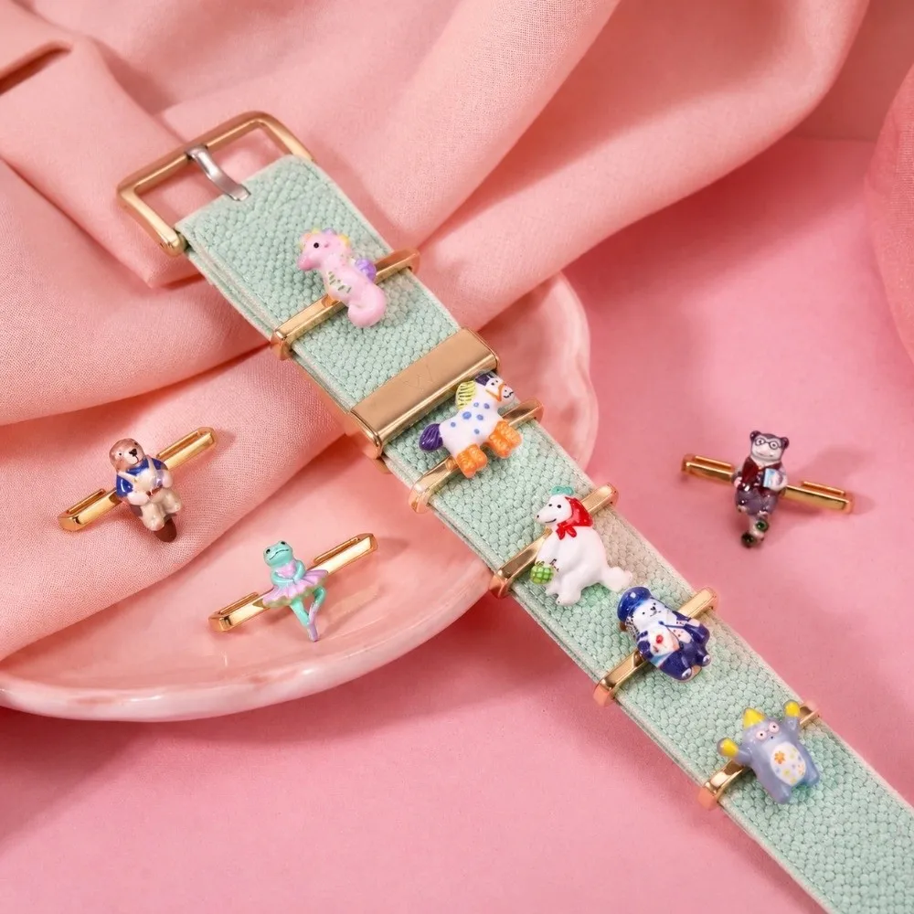 Enamel Animal Watch Strap Pendant Career Animal Ballet Frog Watch Band Ornament Gold Tone Bar for Whoop 5.0/5.0 MG/4.0