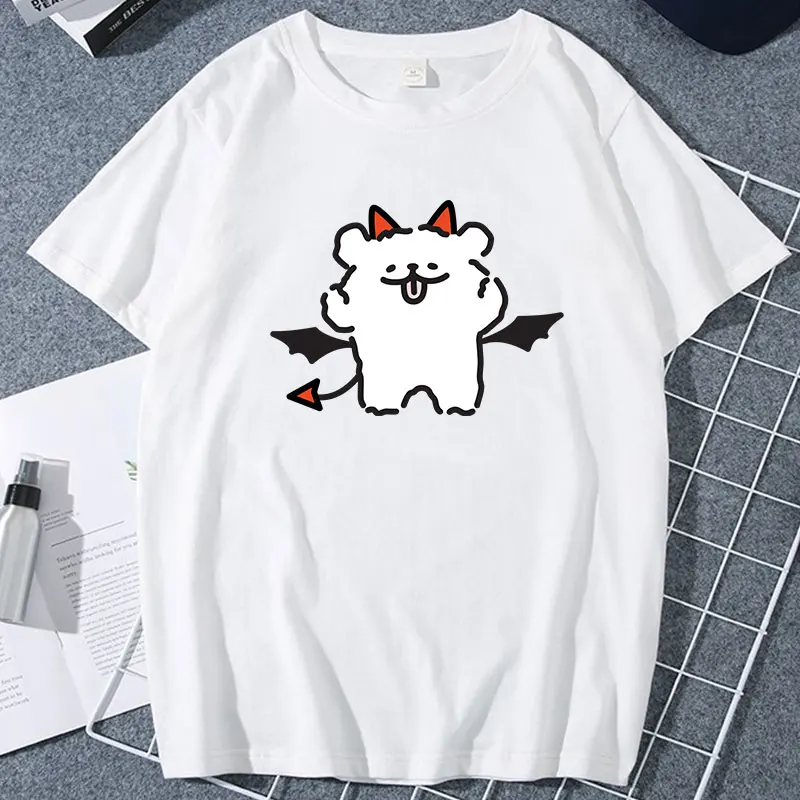 Maltese Line Puppy Women Tshirt Kawaii Cartoon Dog Man Couple Graphic T-shirt Girlfriend Boyfriend Birthday Gift Ropa Hombre