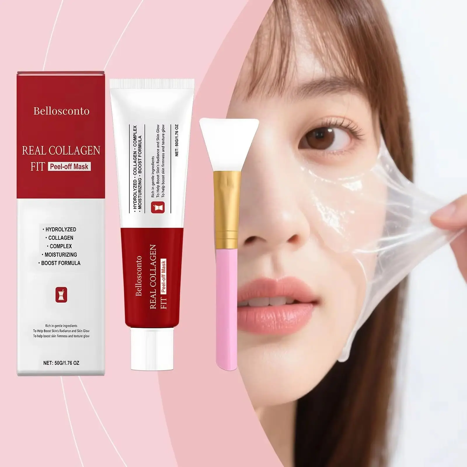 

Real Collagen Wrapping Mask Glow Skin Elasticity Hydrating Pore Minimizing Face Moisturizer Hyaluronic Acid Peel off Facial Mask