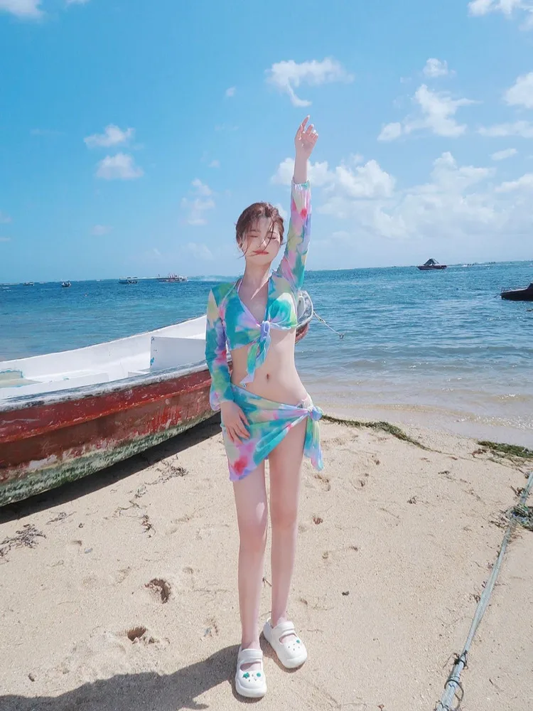 

Women's Bikini Swimsuit Set 2023 Faion Slimming Cover-Up Beach Hot Spring Bathing Suit Skirt Sle Four-Piece Swimsuit