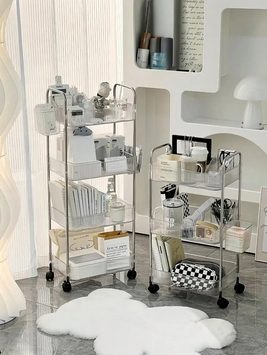 Movable Acrylic Shelving Unit, Multi-Tier Storage Rack For Home, Kitchen, Snacks, Books, Fruits & Vegetables