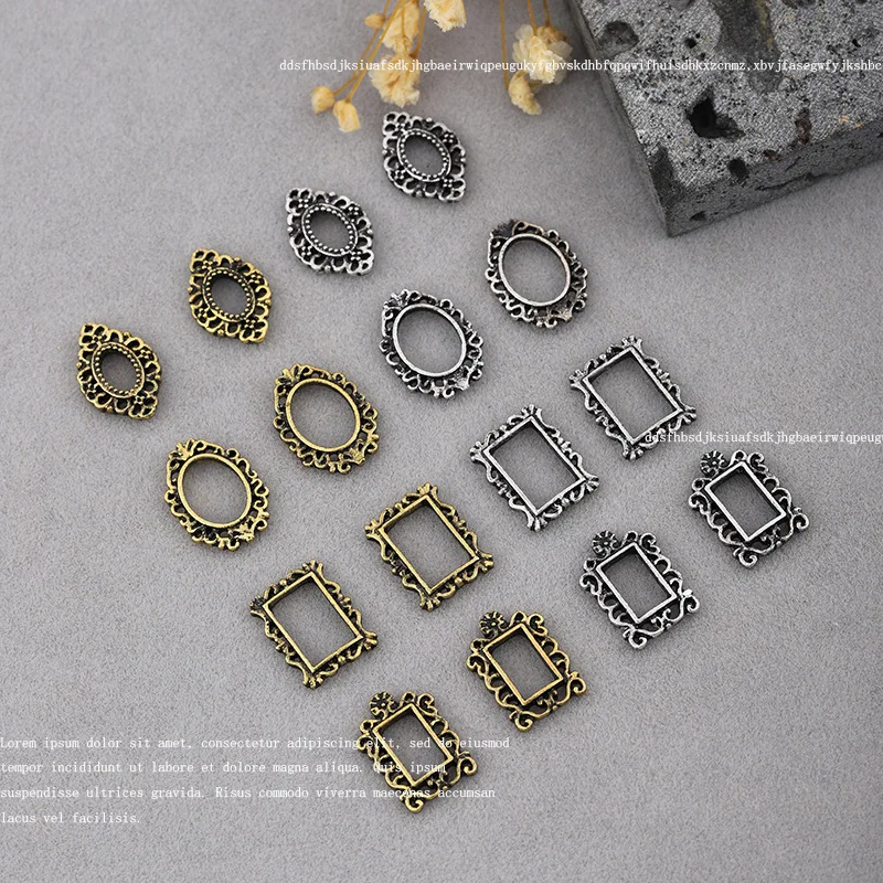 

20Pcs/Lot New Nail Enhancement Metal Picture Frame Jewelry Baroque Hollow Bronze Picture Frame Diy Nail Decoration