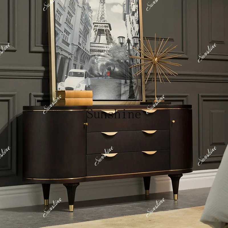 American semi-circular arc entrance cabinet with drawers villa light luxury living room home shoe cabinet  FT