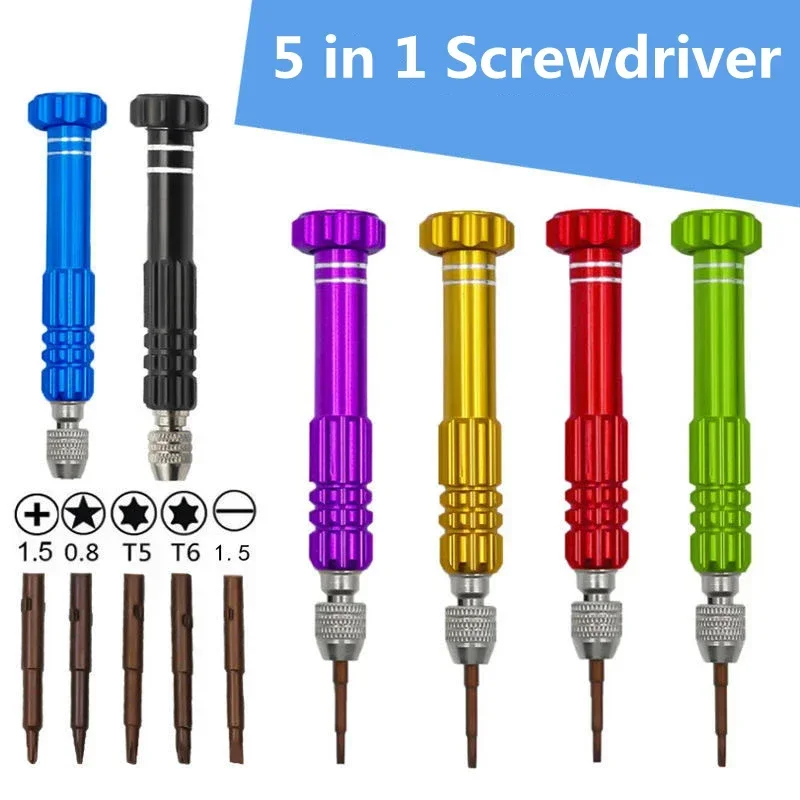 5 in 1 Screwdriver Bit Repair Kit For iPhone Android Mobile Phone Open Tool Disassemble Magnetic Torx Cross Pentalobe Head