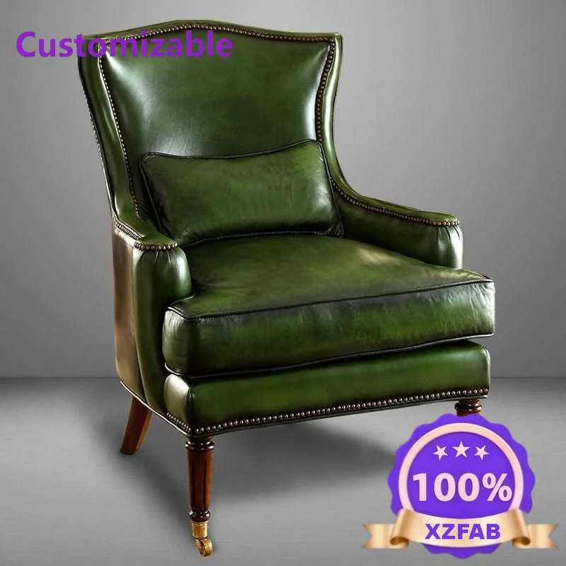 Factory Direct 2026 Single sofa, European American country leather high back chair