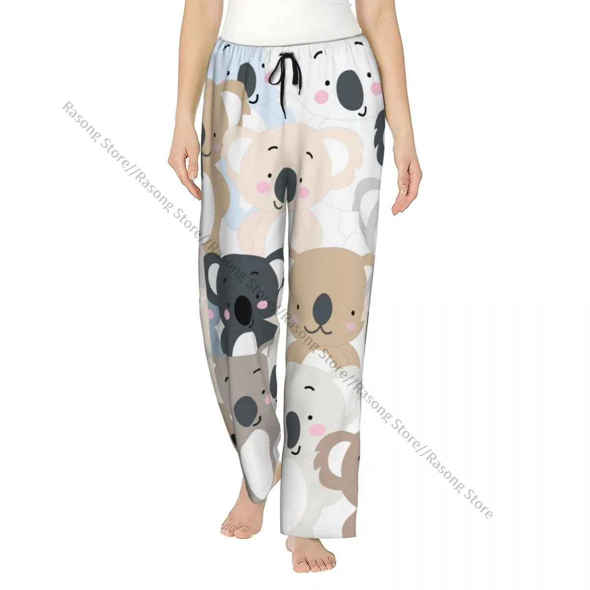 

Cozy Flannel Pajama Pants for Women Vintage Cute Koala Bear Pastel Illustration Sleep Bottoms Home Loungewear
