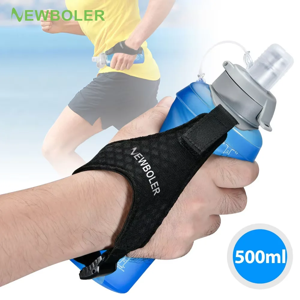 NEWBOLER 500ml soft bottle foldable wristband water bottle TPU moisturizing water bottle running fixed anti slip outdoor sports