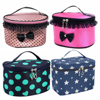 1pcs Dot Bowknot Women Lace Patchwork Organizer Bag Makeup Cases Female Lace Cosmetic Bag Waterproof Cosmetic Pouch Home