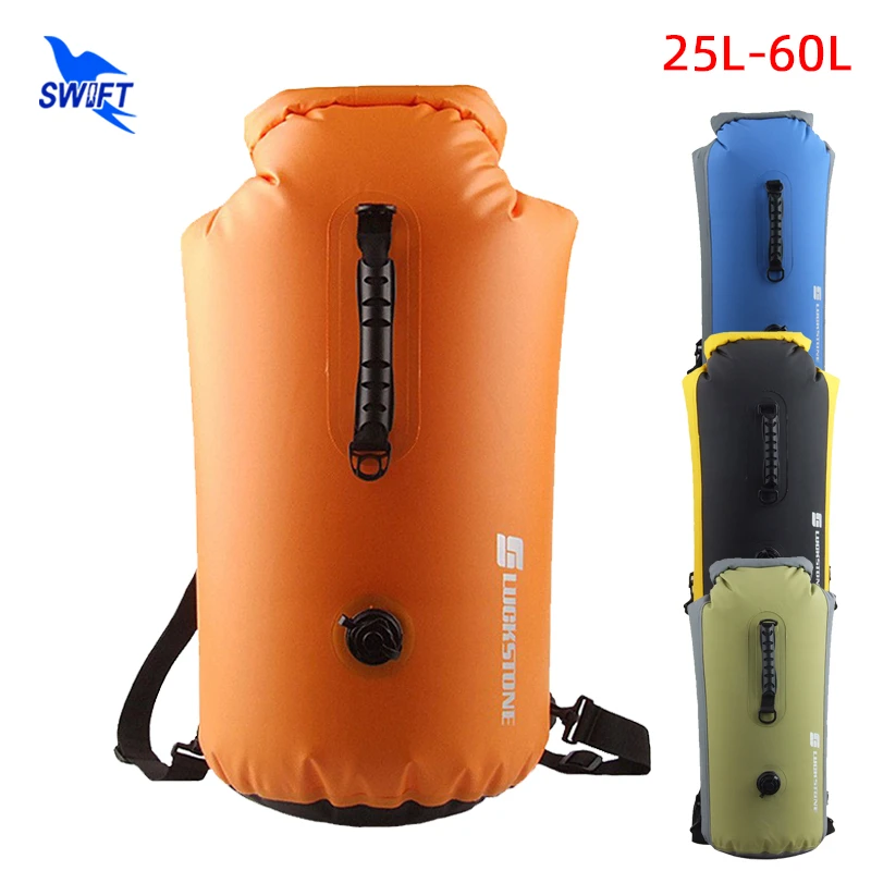 25-60L Professional IPX7 Waterproof Swimming Bag Backpack Inflatable Snorkeling Rafting Drifting Diving Dry Bag Floating Sack