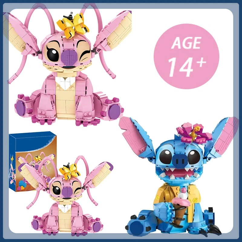 مكعبات بناء Disney Stitch Angel CP - ألعاب كرتونية كبيرة الحجم مع آذان متحركة هدية تجميع للأطفال لعيد ميلاد الأولاد والبنات #4