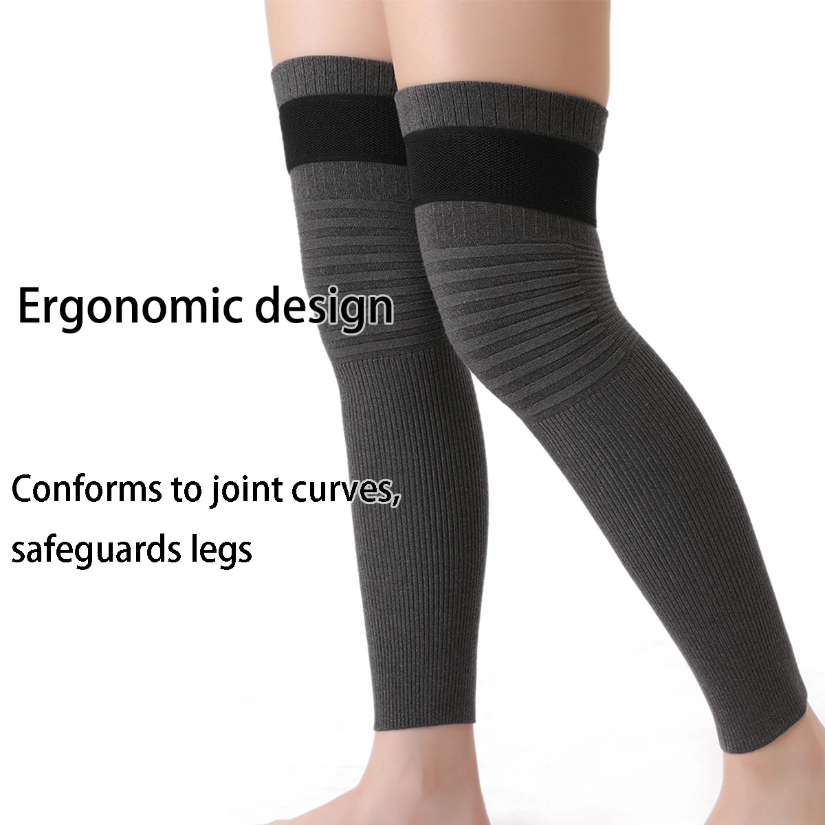 1 par de rodilleras para mujer, rodilleras largas antideslizantes elásticas ajustables, calentador de piernas para artritis, soporte para rodilla para deportes al aire libre