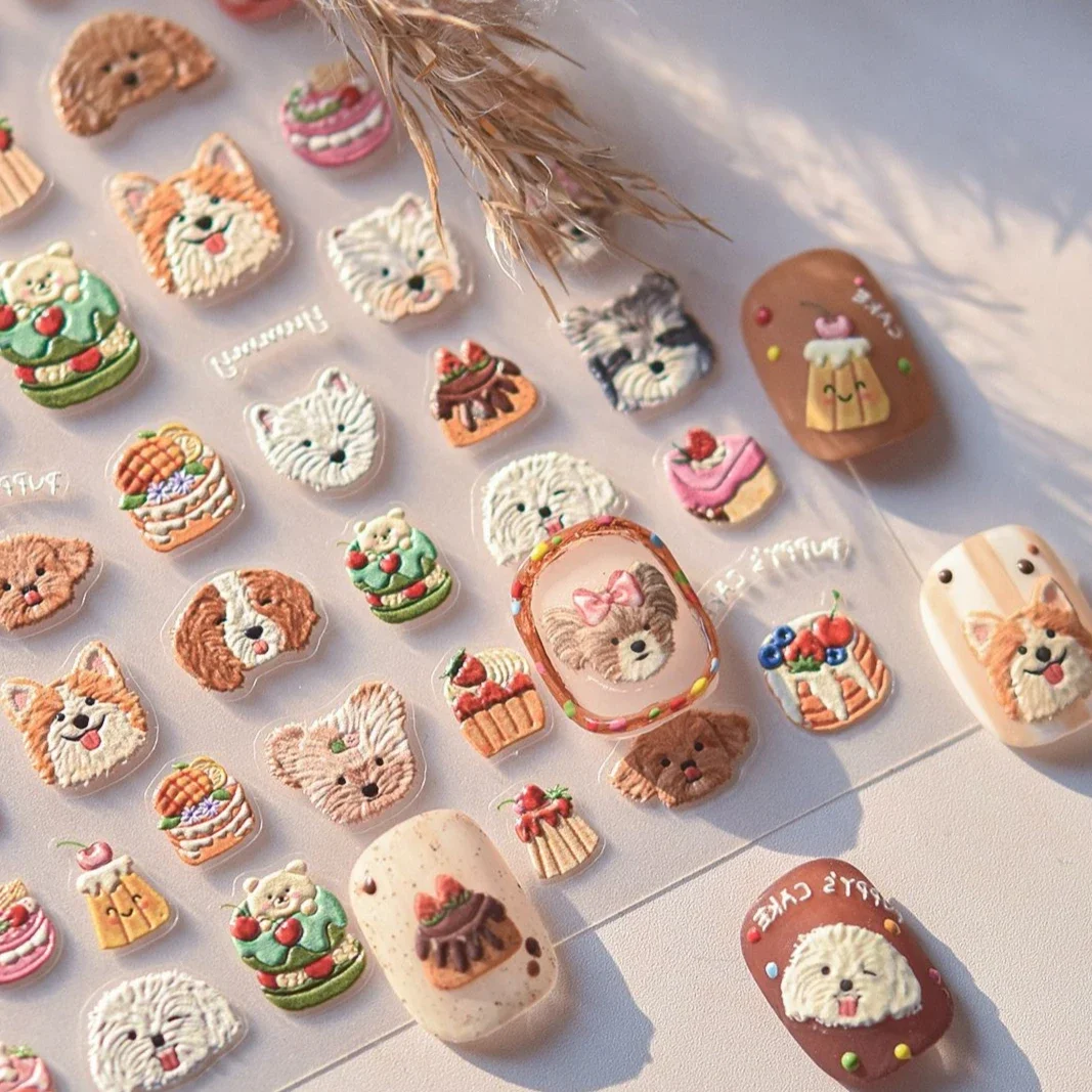 Cute Dog Burger Dessert Cat Socks Sweater Persimmon Autumn Mushroom Bowknot Egyptian Pharaoh Nail Art Stickers Manicure Decals