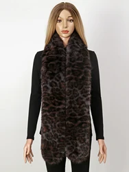 New fashionable color blocked leopard print fur collar scarf with a casual, soft, and warm winter scarf and shawl