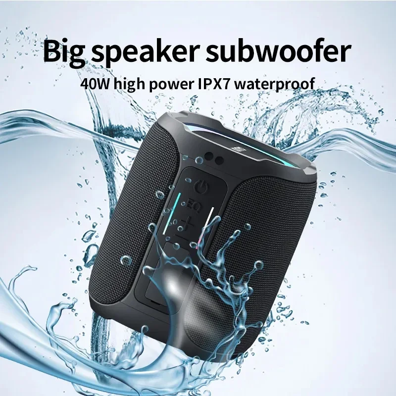 K50 20W High Power Subwoofer Portable Bluetooth Speaker 360 Degree Stereo IPX7 Waterproof with RGB Light 5000mAh Large Battery