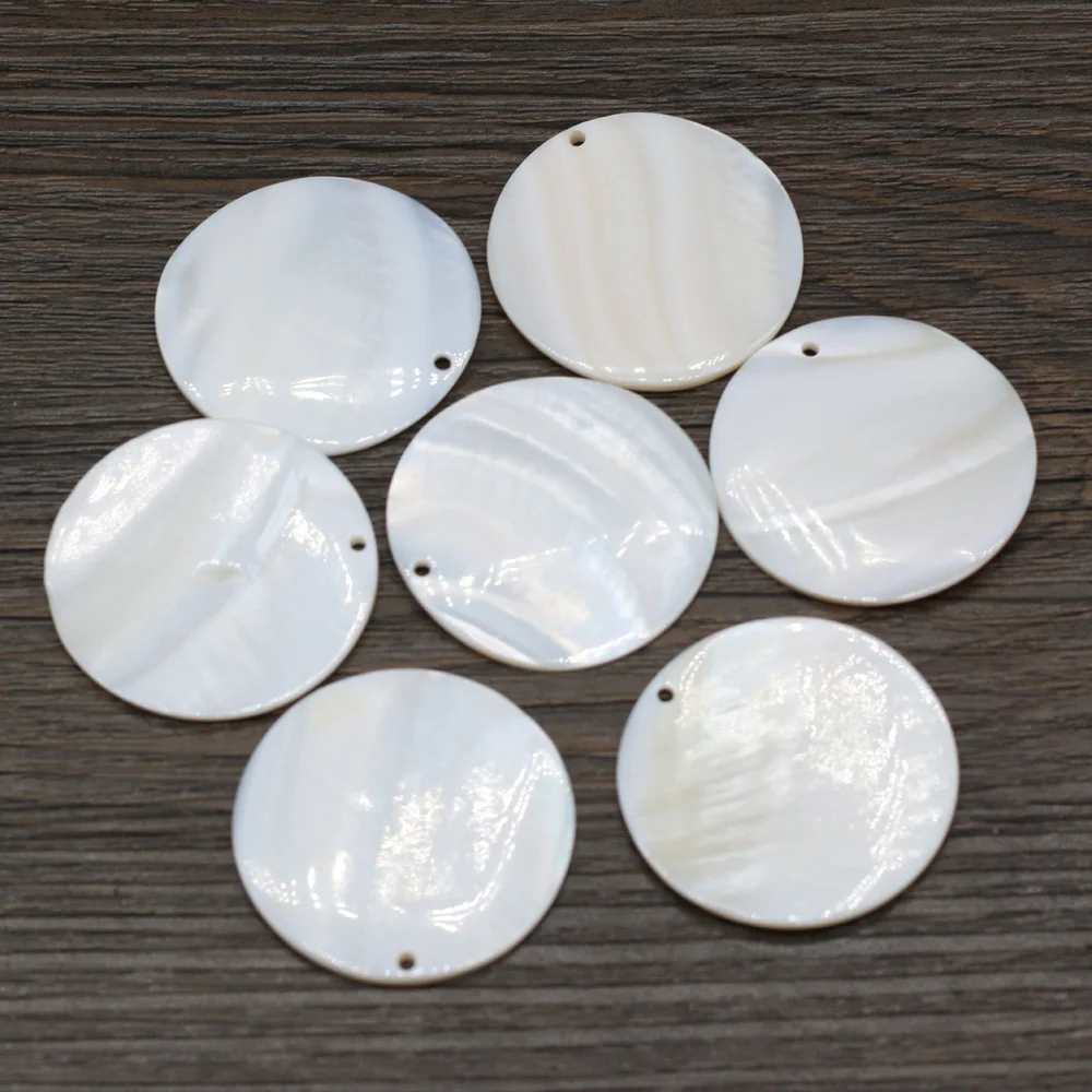 10Pcs Round Natural Freshwater Mother Of Pearl Shell Pendants, Elegant Beads for Crafting Chic Women Necklace Earring Jewelry