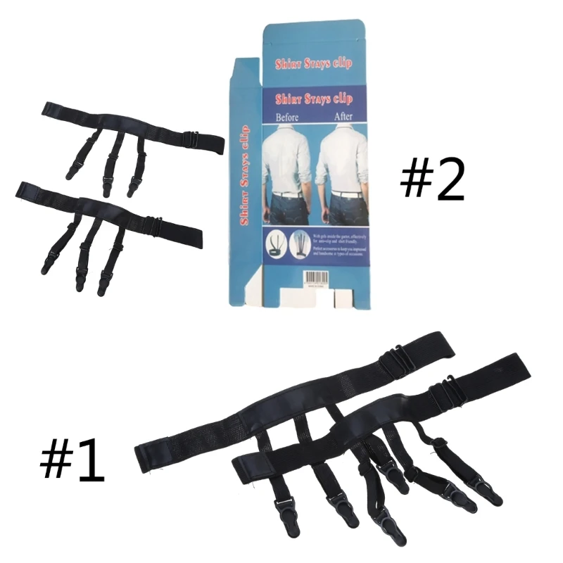 Herren-Hemdhalter, verstellbar, elastisch, Hemdhalter, Strumpfbänder, Hemdhalter mit rutschfesten Verschlussklammern für Schwarz