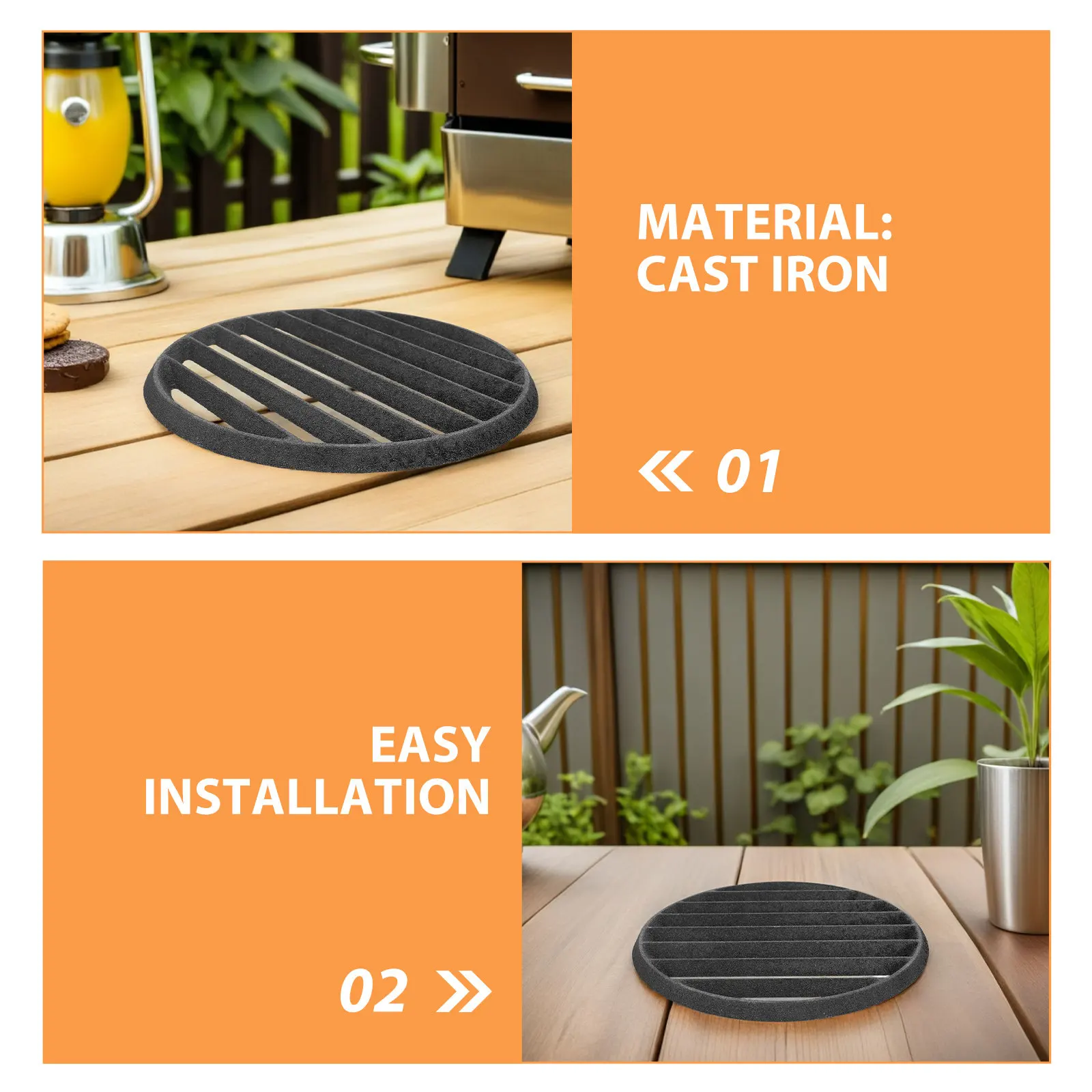 Cast Iron Fireplace Grate Round Heavy Duty Heat Resistant Charcoal Cooking Bbq Grill Replacement Parts Accessories