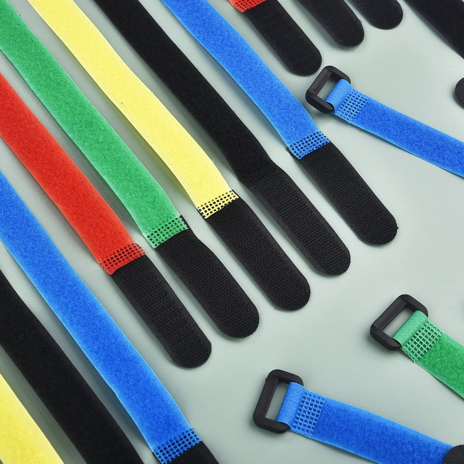 10Pcs Color Reusable Hook Loop Nylon Reverse Straps Fastening Tape Self Adhesive Cable Wire Cord Ties Wrap Bundle Organizer