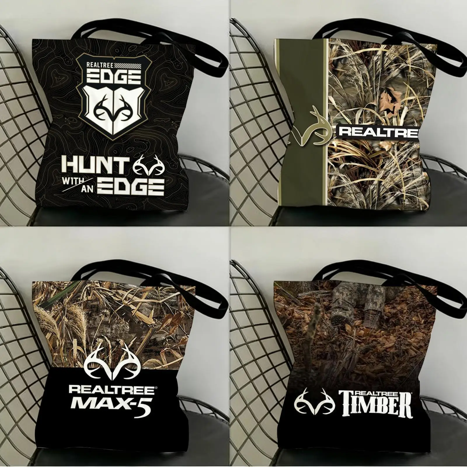 

Cool R-Realtree Storage Bags Canvas Double-Sided Print Shopping Bag Large Capacity Aesthetic Reusable Tote Bag