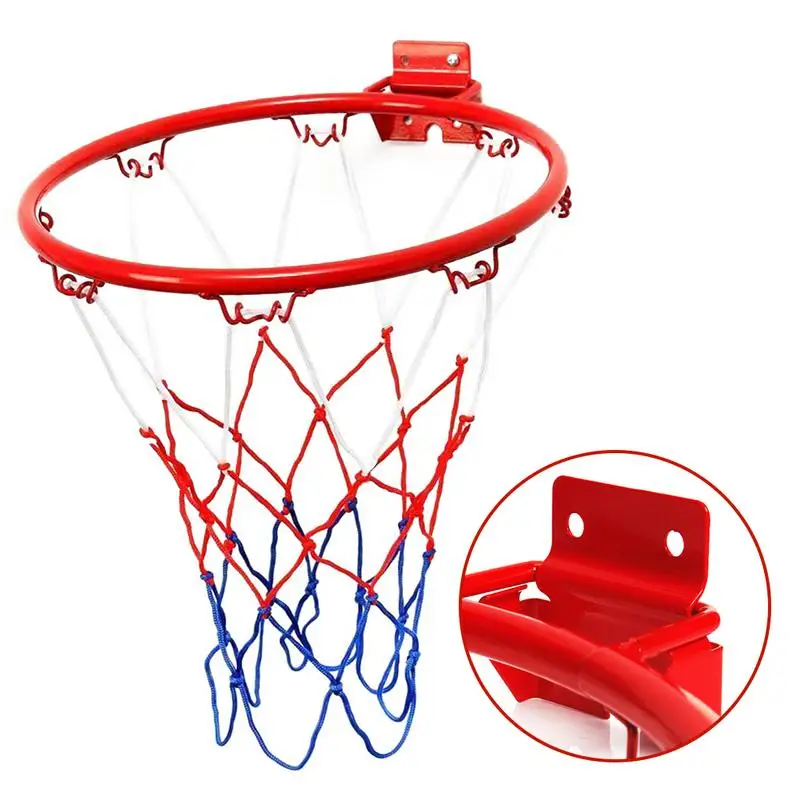 32CM Hanging Basketball Hoop Wall Mounted Goal Hoop Rim Net Sports Netting Indoor Outdoor Wall Mounted Hanging Basket Net