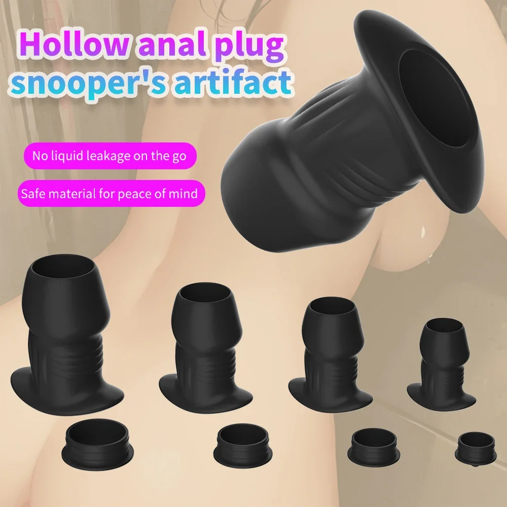 Hollow Anal Plug with Matched Stopper Enema Anal Expander Butt Plug Peep Vagina and Anus Dilation SM Sex Toy Anal Sex Toys Woman