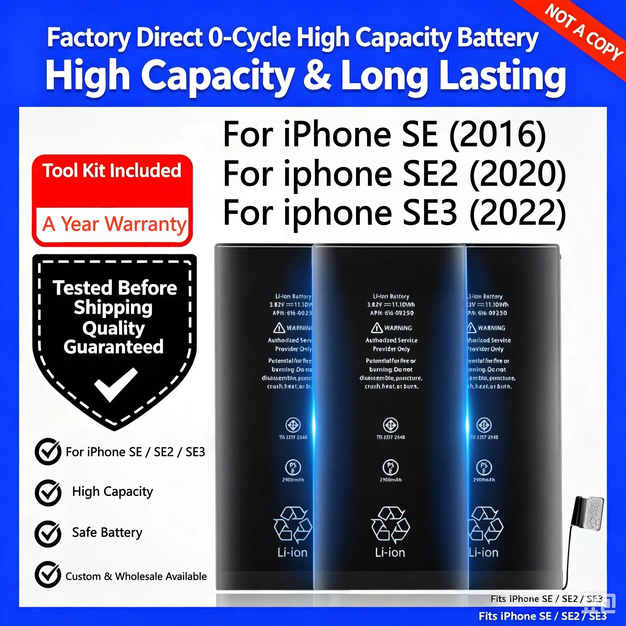 Xilecaly High-quality Battery For iPhone SE3 SE2 SE Lithium Polymer New Replacement Battery For Apple iPhone SE 2022 Battery