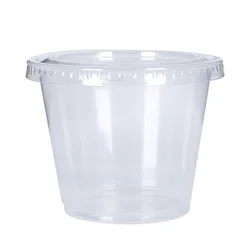 작은 젤리 샷 수플레 부분 컵, 일치하는 뚜껑, 투명 플라스틱, 1 온스