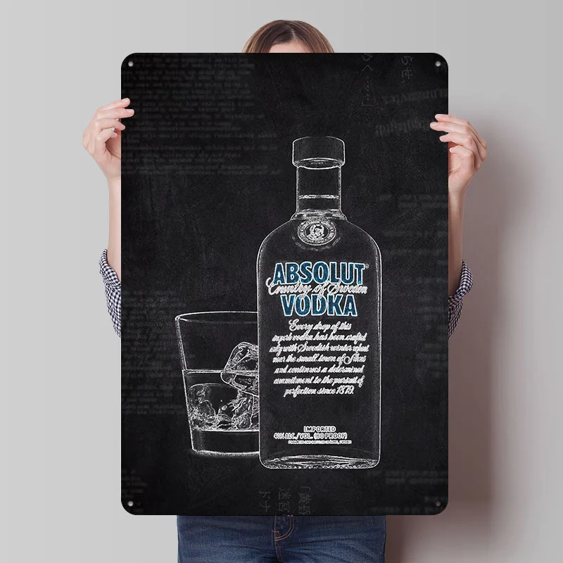Chalk Vodka Tinplate Poster Custom Wall Art Vintage Metal Signs Retro Tin Plaque for Home Decor Living Room Setup Decorations