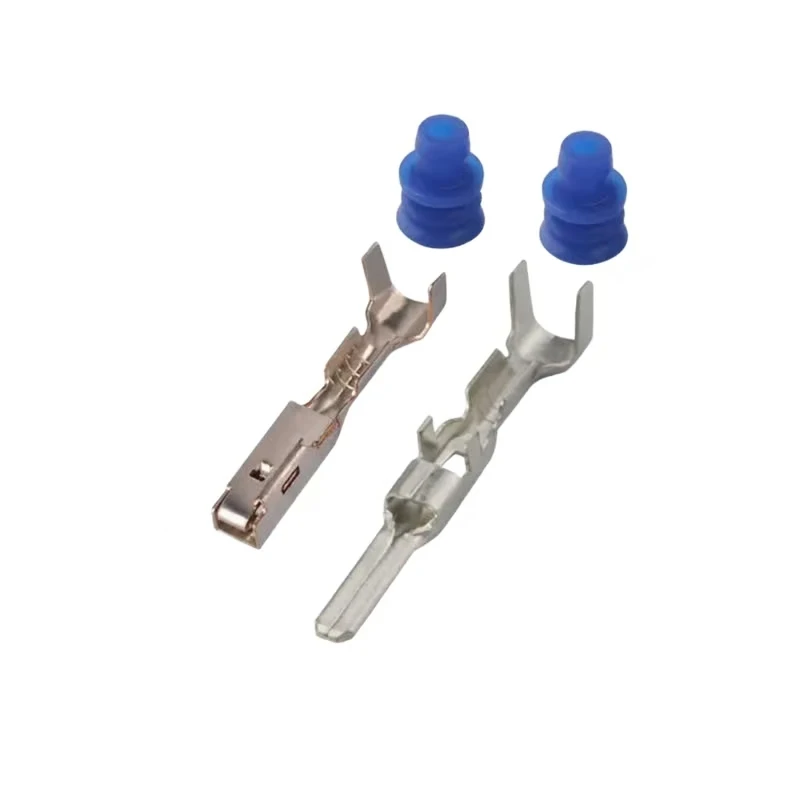 

CNC machined metal and rubber material automotive electrical connector Metal plug and rubber protective sleeve connector