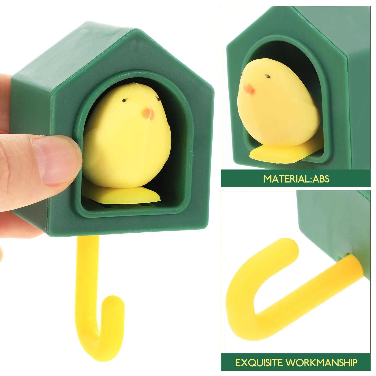 4Pcs Gravity-Sensing Bird Wall Hooks – Sticky Adhesive Hooks for Coats, Hats & Towels