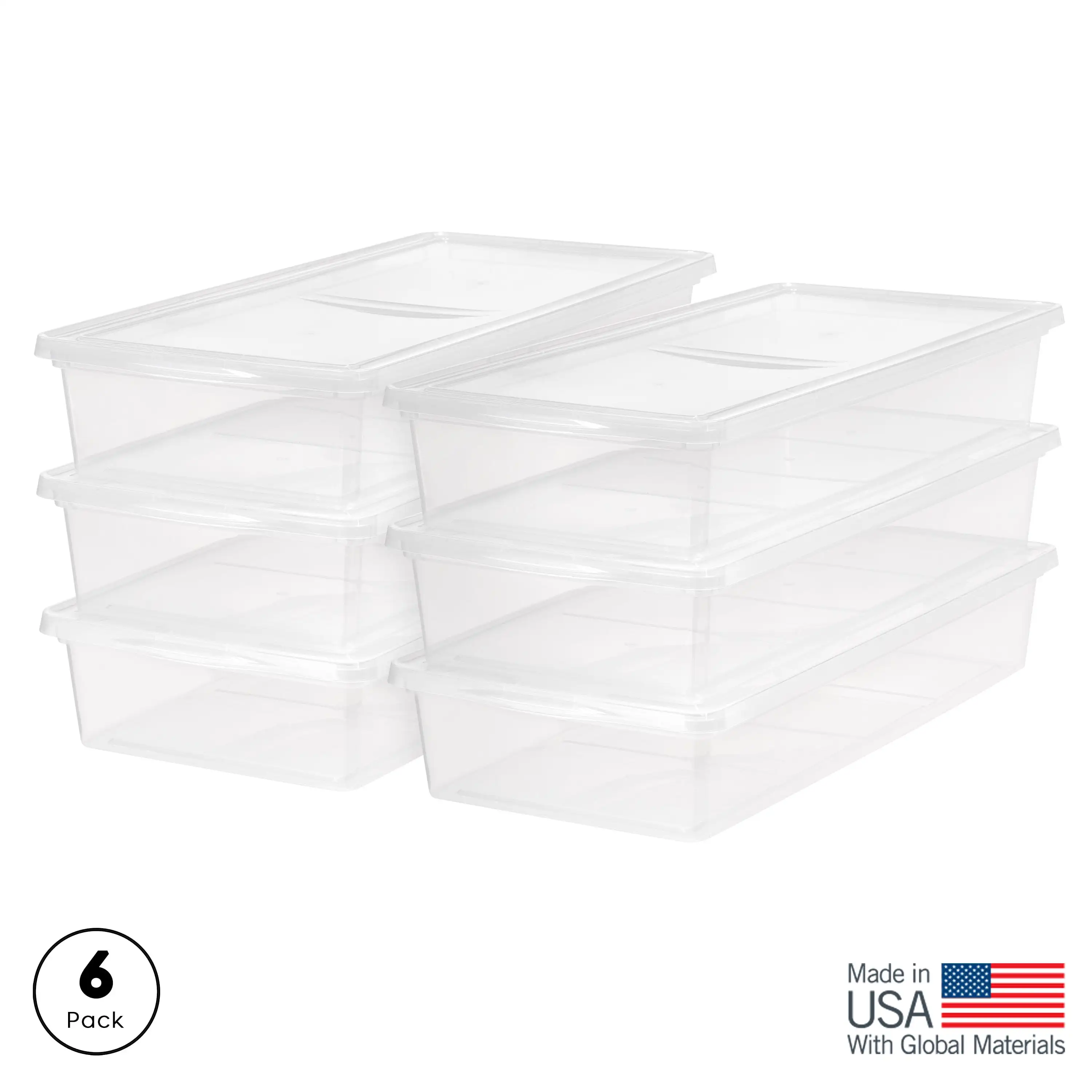 

Solid Print Underbed Plastic 41 Qt Storage Bins, Clear, 6 Count