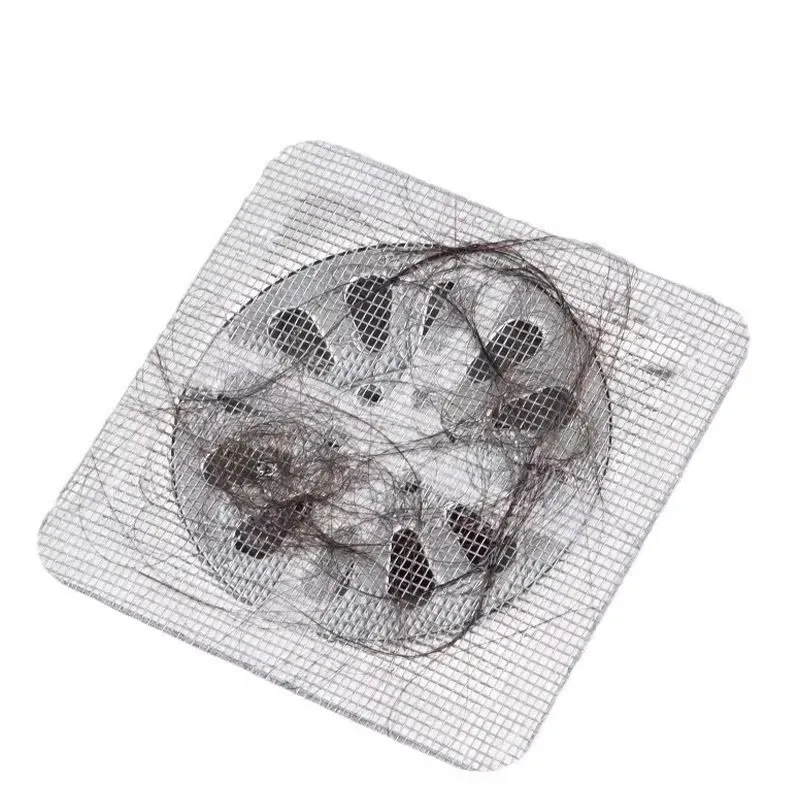 15cm Square Self-Adhesive Shower Drain Hair Catcher Mesh Sticker Disposable Hair Stopper for Bath Floor Drain Filter 10PCS/30PCS