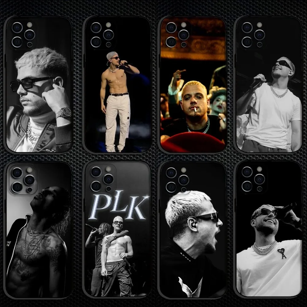 حافظة هاتف PLK Rappeur الفرنسية لهاتف iPhone 16,15,14,13,12,11 Plus, Pro Max, غطاء أسود من السيليكون الناعم