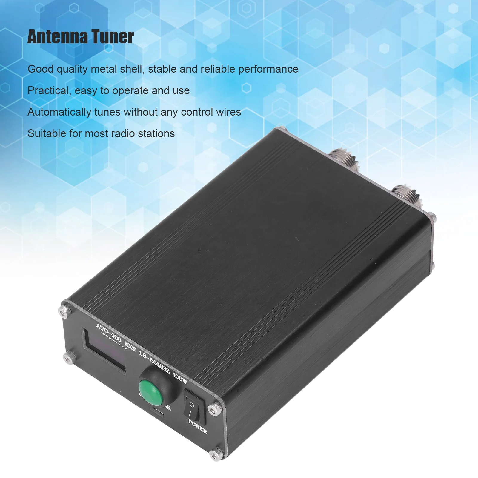 ATU‑100 Mini Antenna Tuner Mini Automatic for Radio Equipment 1.8~55MHz 0.96IN with Housing
