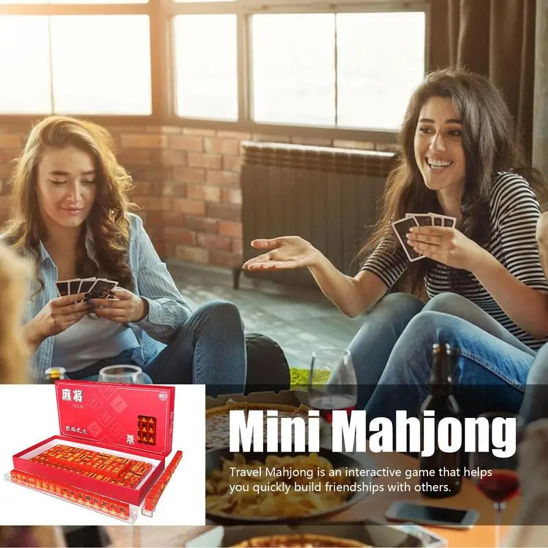 Portable Mahjong Table Set Portable Mahjong Set Mini Mahjong Family Board Game Easy To Carry For Travel Student Dormitory