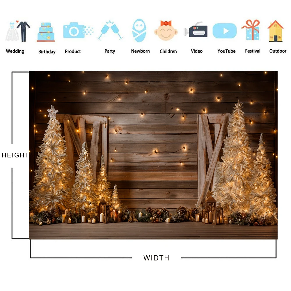 Bonvvie Christmas Backdrop Xmas Tree Gifts Candlestick Family Party Decor Adult Child Photography Background Photobooth Props