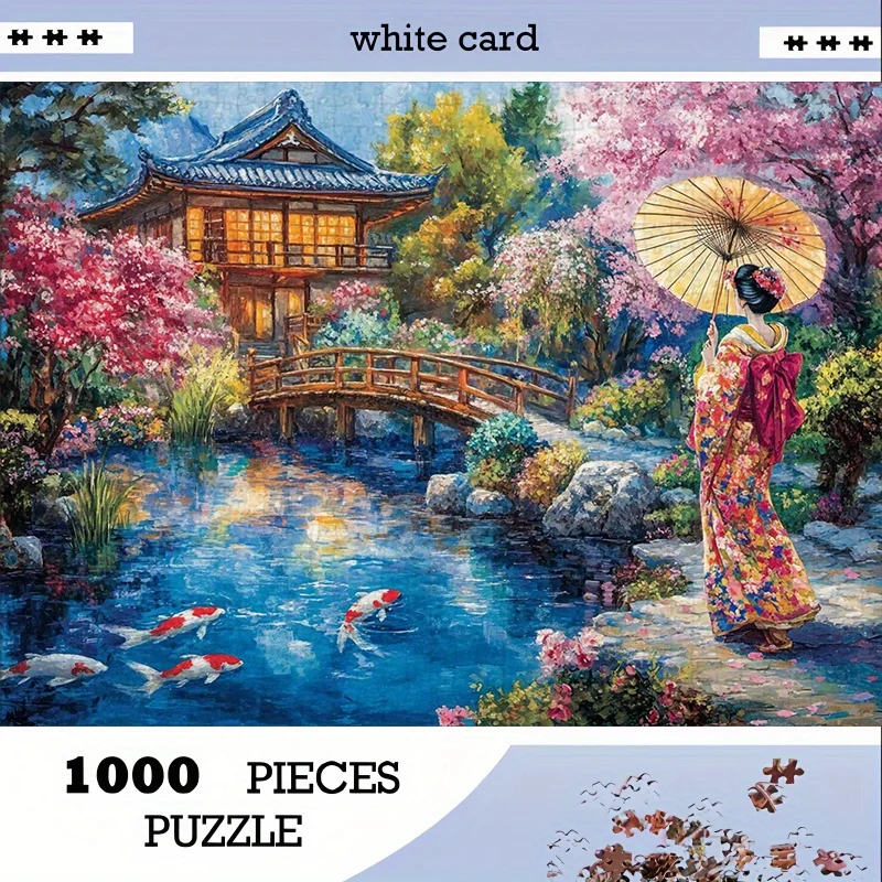 

1 шт., 1000 шт., головоломка «сделай сам» — яркая гейша в кимоно с зонтиком, 50,04x70,1 см, безрамный, бумажный материал, идеально подходит для дома, Liv